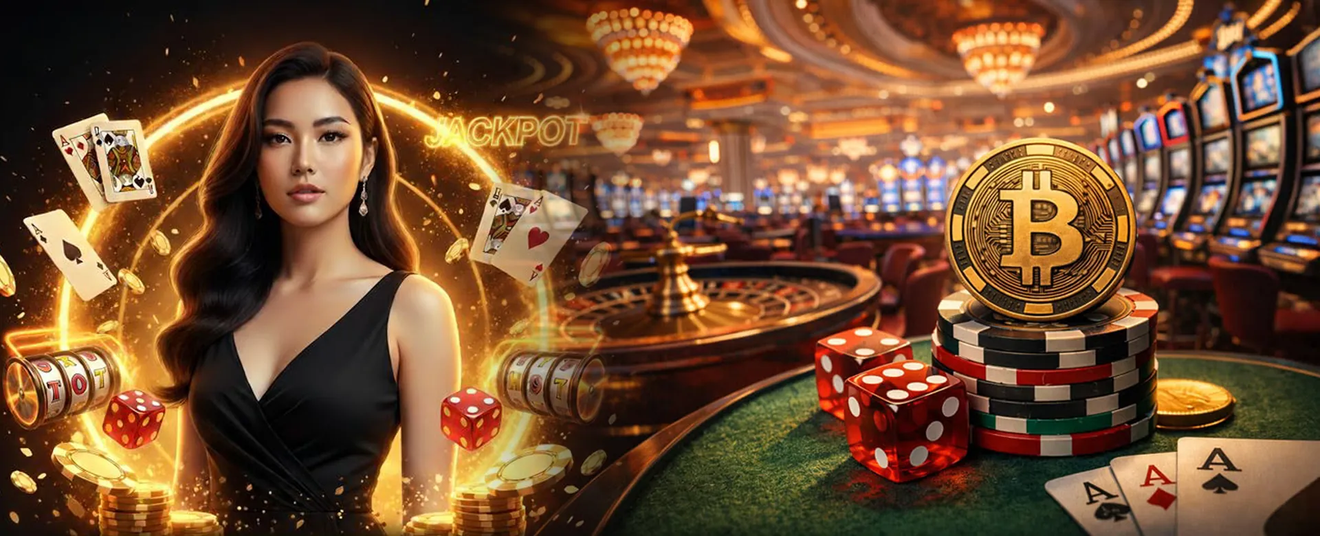 Dynamic casino floor with vip777 branding, vibrant lights, and gaming excitement